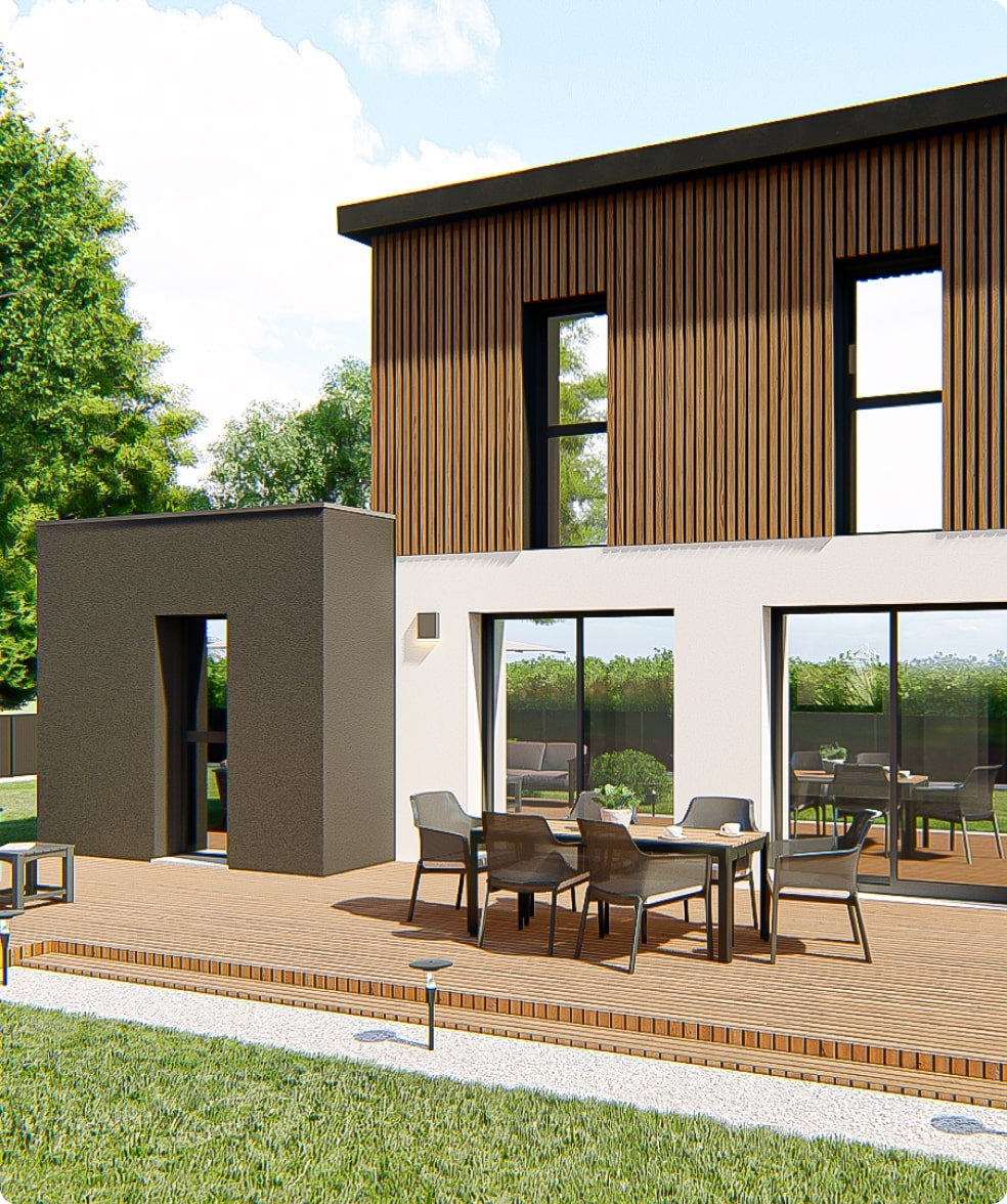 Une maison contemporaine avec bardage bois